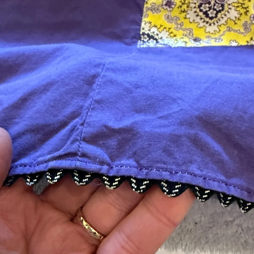 Vintage Handmade Yellow and Purple Patterned Apron